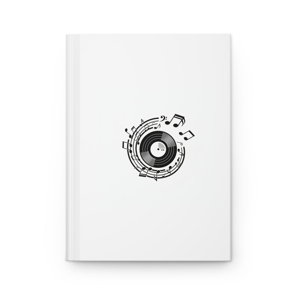 Music Lover Hardcover Journal — Vinyl Record & Musical Notes Notebook