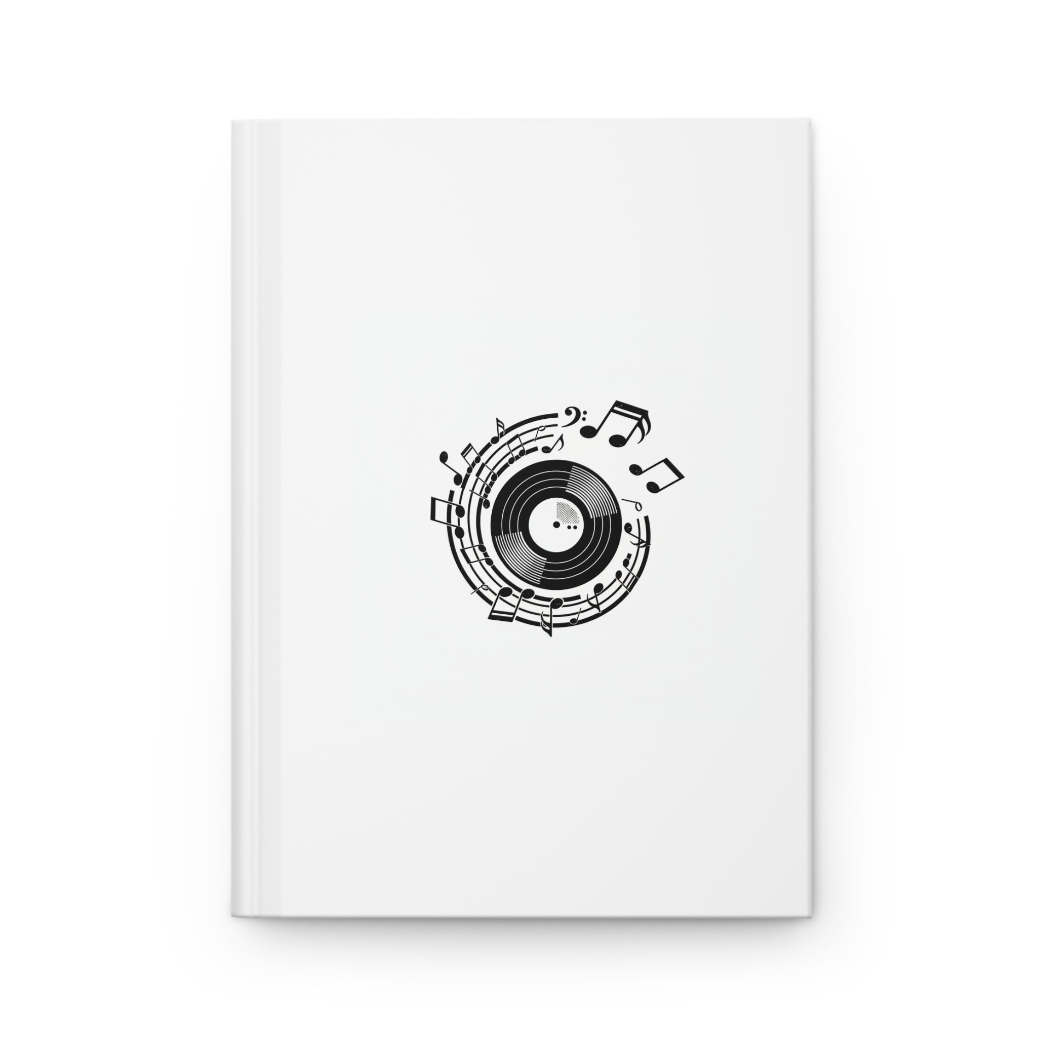 Music Lover Hardcover Journal — Vinyl Record & Musical Notes Notebook