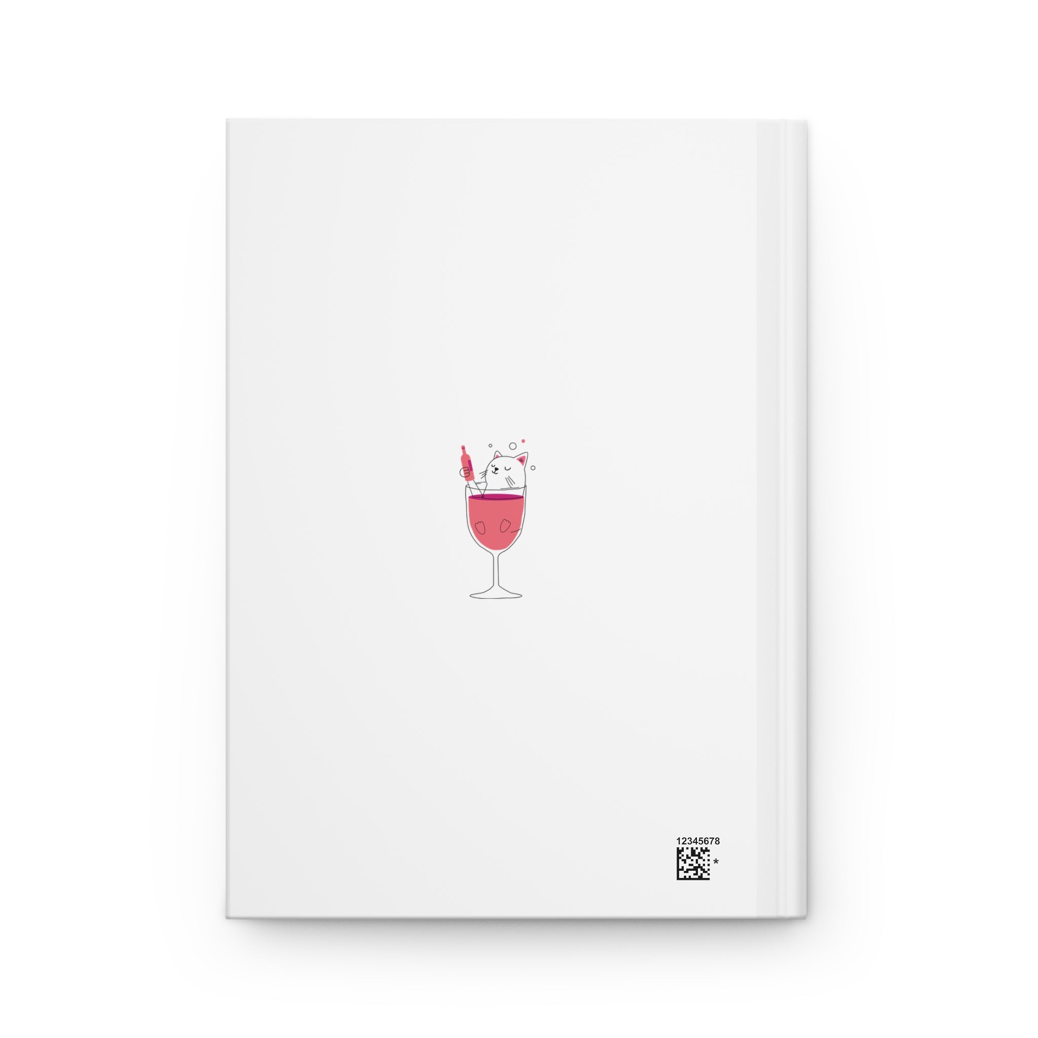 Cat in a Wine Glass Hardcover Journal — Whimsical Cat Lover Notebook