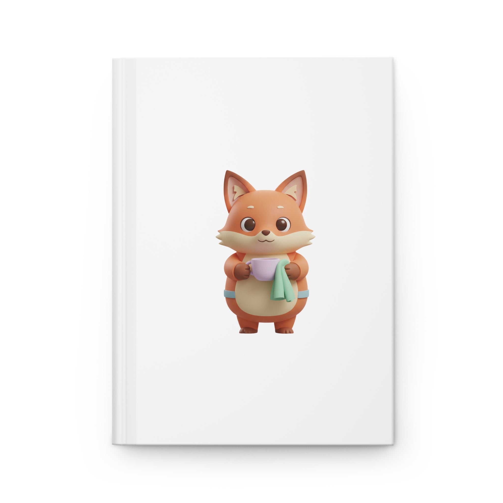 Cleaning Fox Hardcover Journal — Cute Fox Cleaning Illustration Notebook