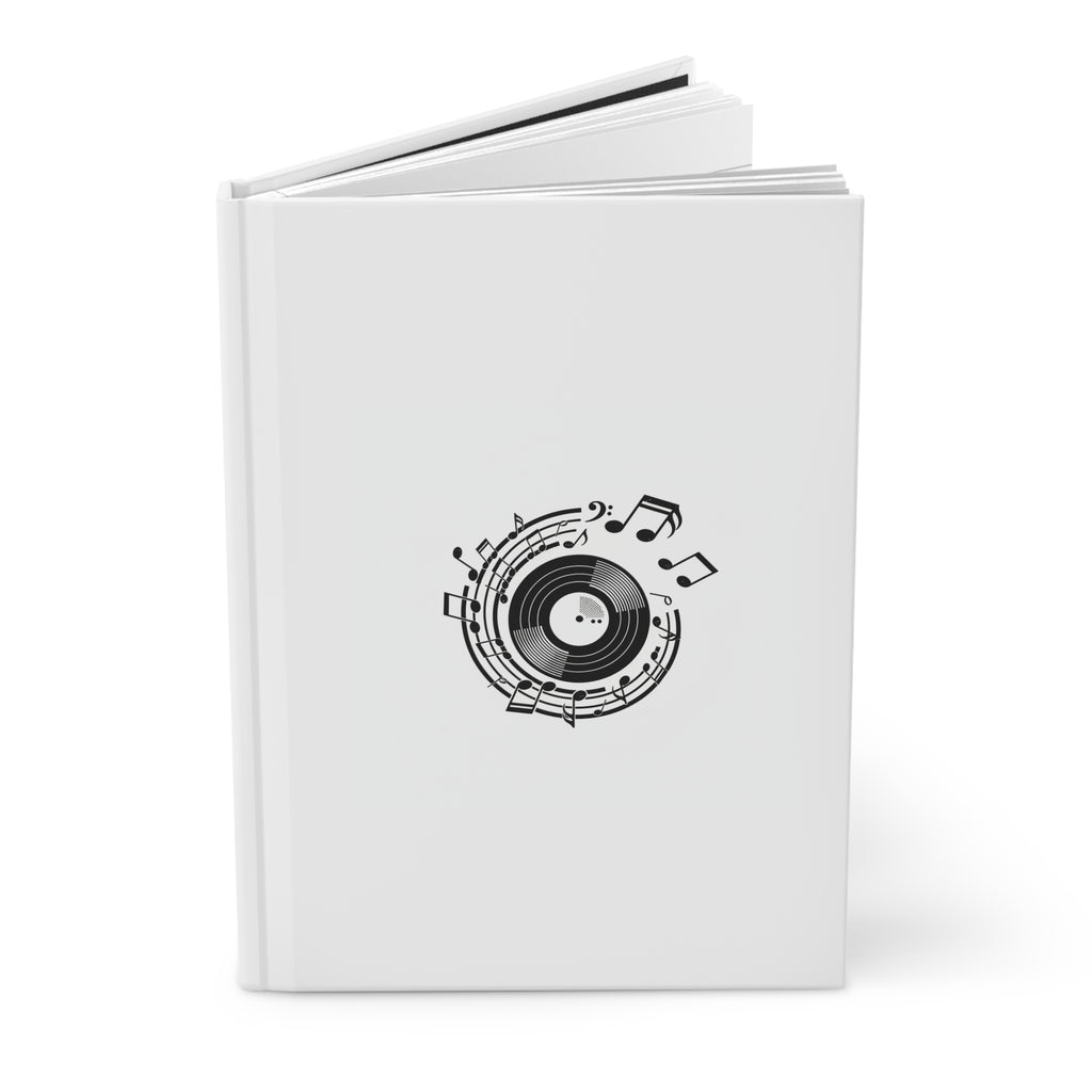 Music Lover Hardcover Journal — Vinyl Record & Musical Notes Notebook