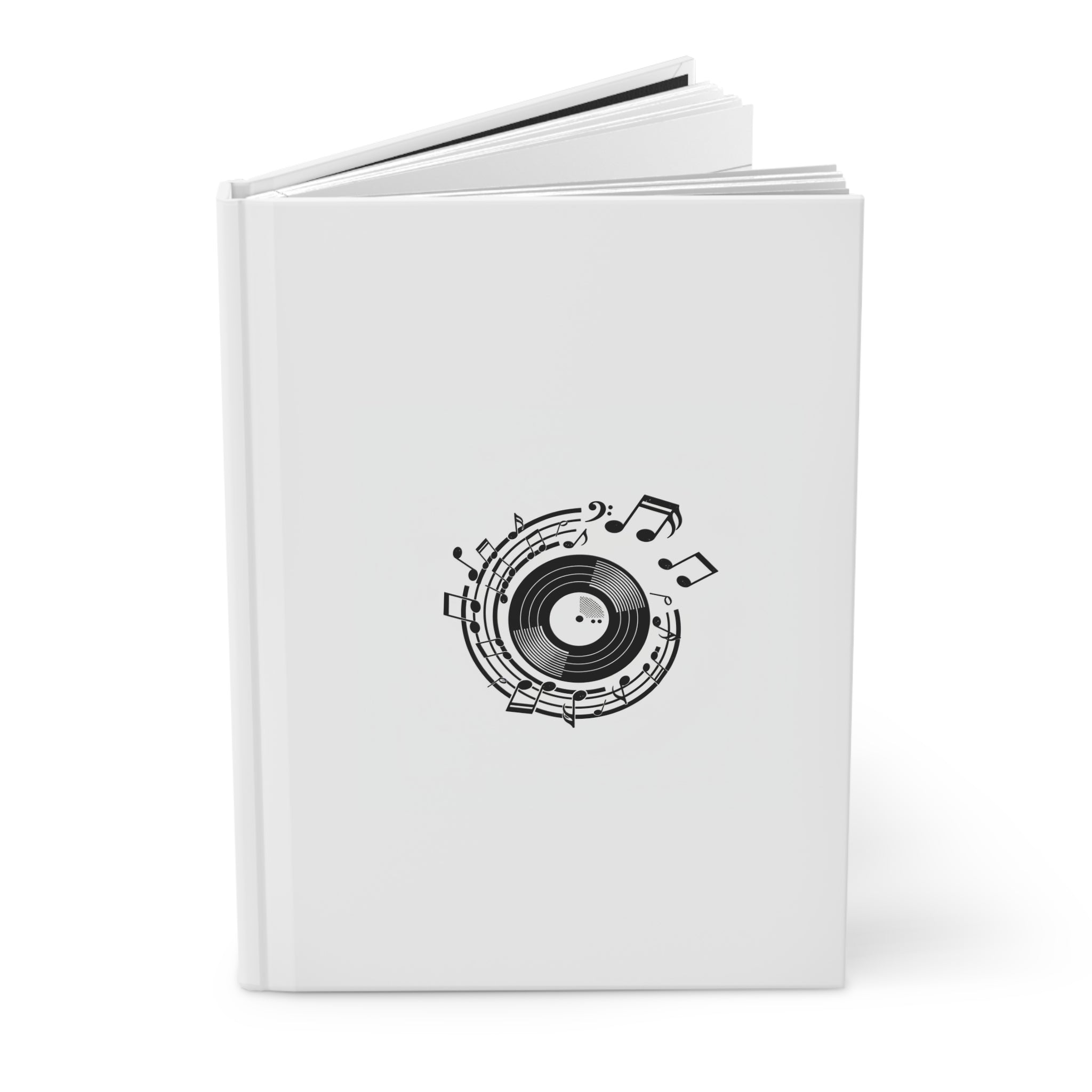 Music Lover Hardcover Journal — Vinyl Record & Musical Notes Notebook